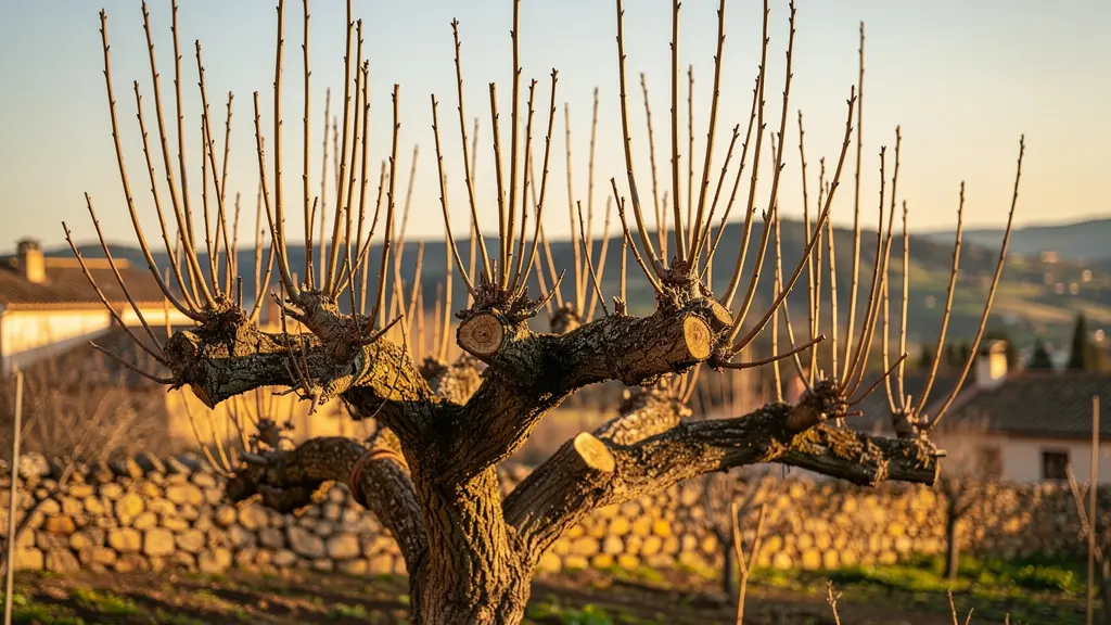 Chupones verticales brotando vigorosamente de un árbol tras poda fuerte