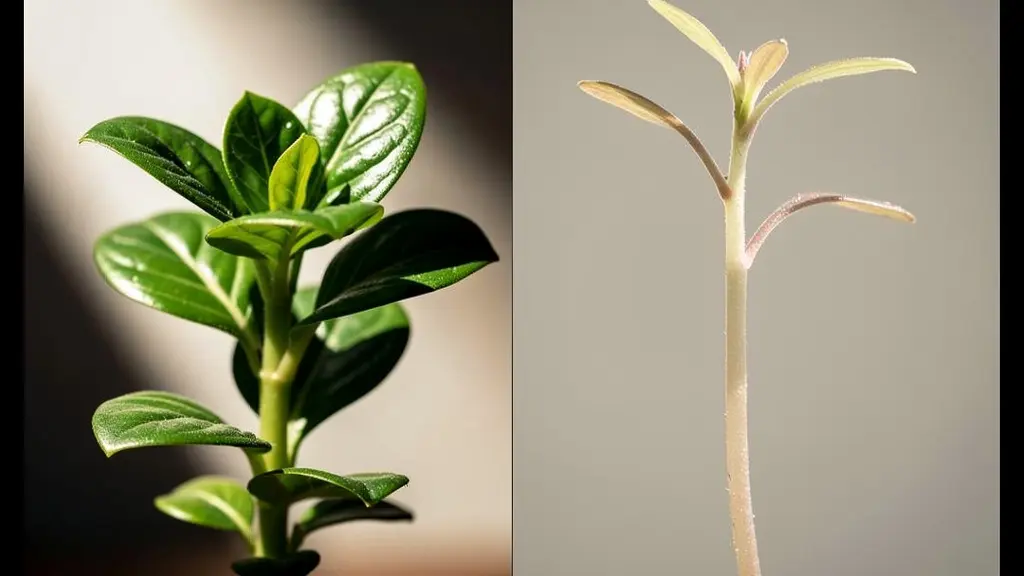 Comparación visual de brotes con fertilización normal versus excesiva de nitrógeno