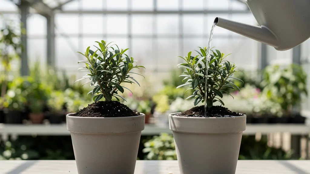 Contraste visual entre aplicación de humus líquido y sólido en plantas