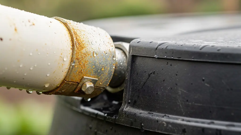 Sistema de captación de agua de lluvia con bidón conectado a canalón bajante